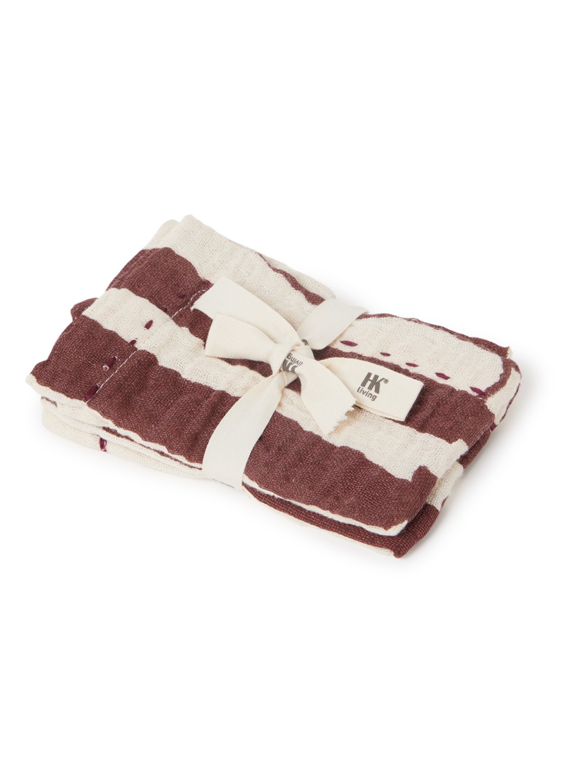 HKliving Servetten 30 x 30 cm set van 2 - voorkant 3 roodbruin