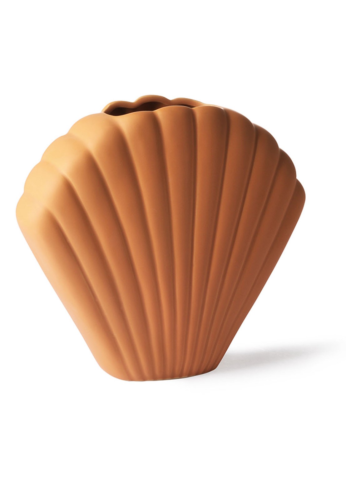 HKliving Shell L vaas 22 cm - detail 3 roodbruin
