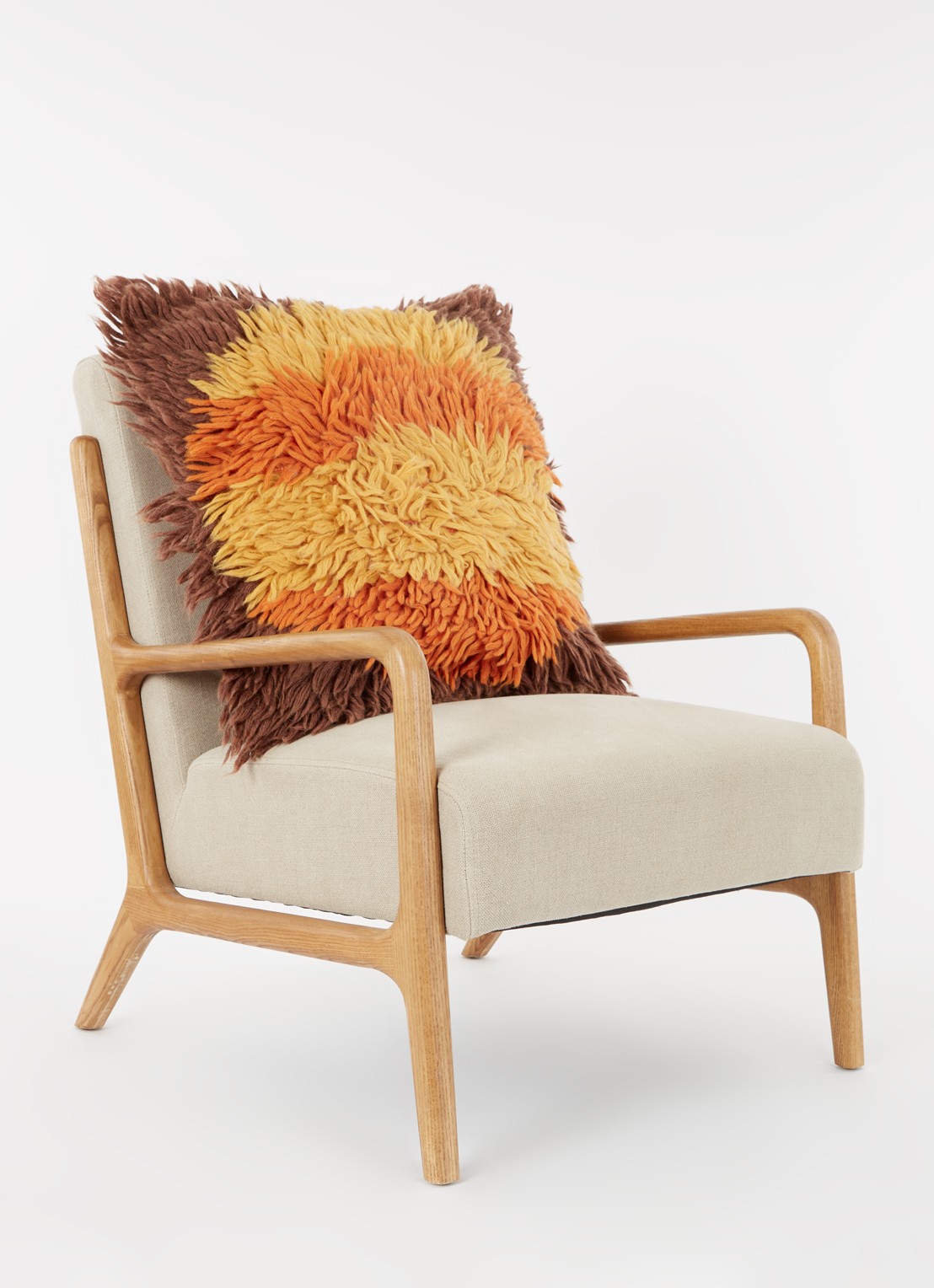 HKliving Sierkussen van wol 55 x 55 cm - voorkant 4 bruin