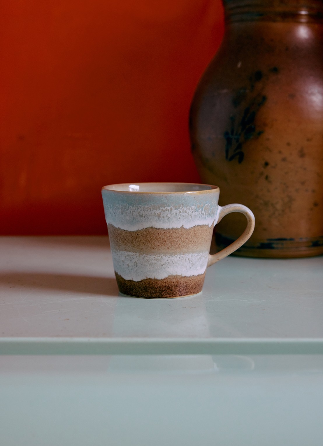 HKliving Skyline cappuccino mok - voorkant 5 lichtblauw