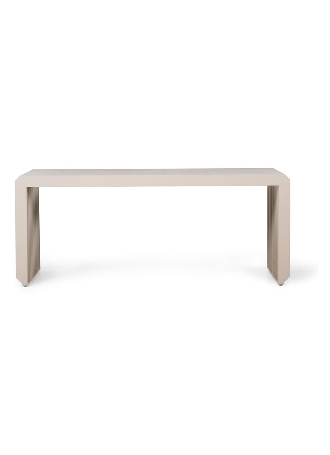 HKliving Slatted bankje 38 x 96 x 43 cm - voorkant beige