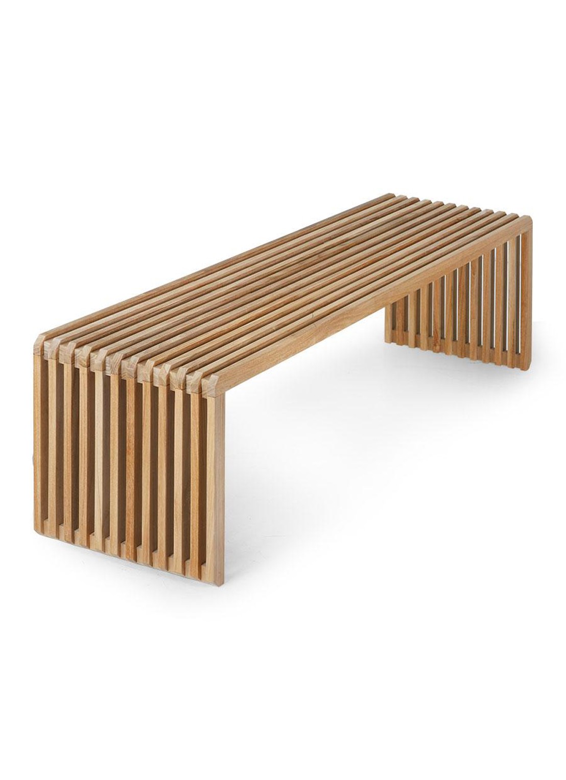HKliving Slatted eetkamerbank 160 x 35 cm - voorkant bruin