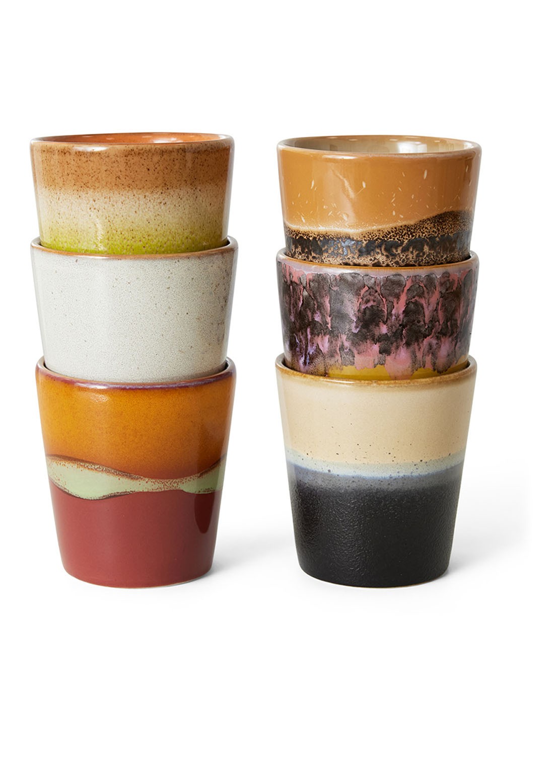 HKliving Soil koffiekopje 23 cl - set van 6 - voorkant multicolor