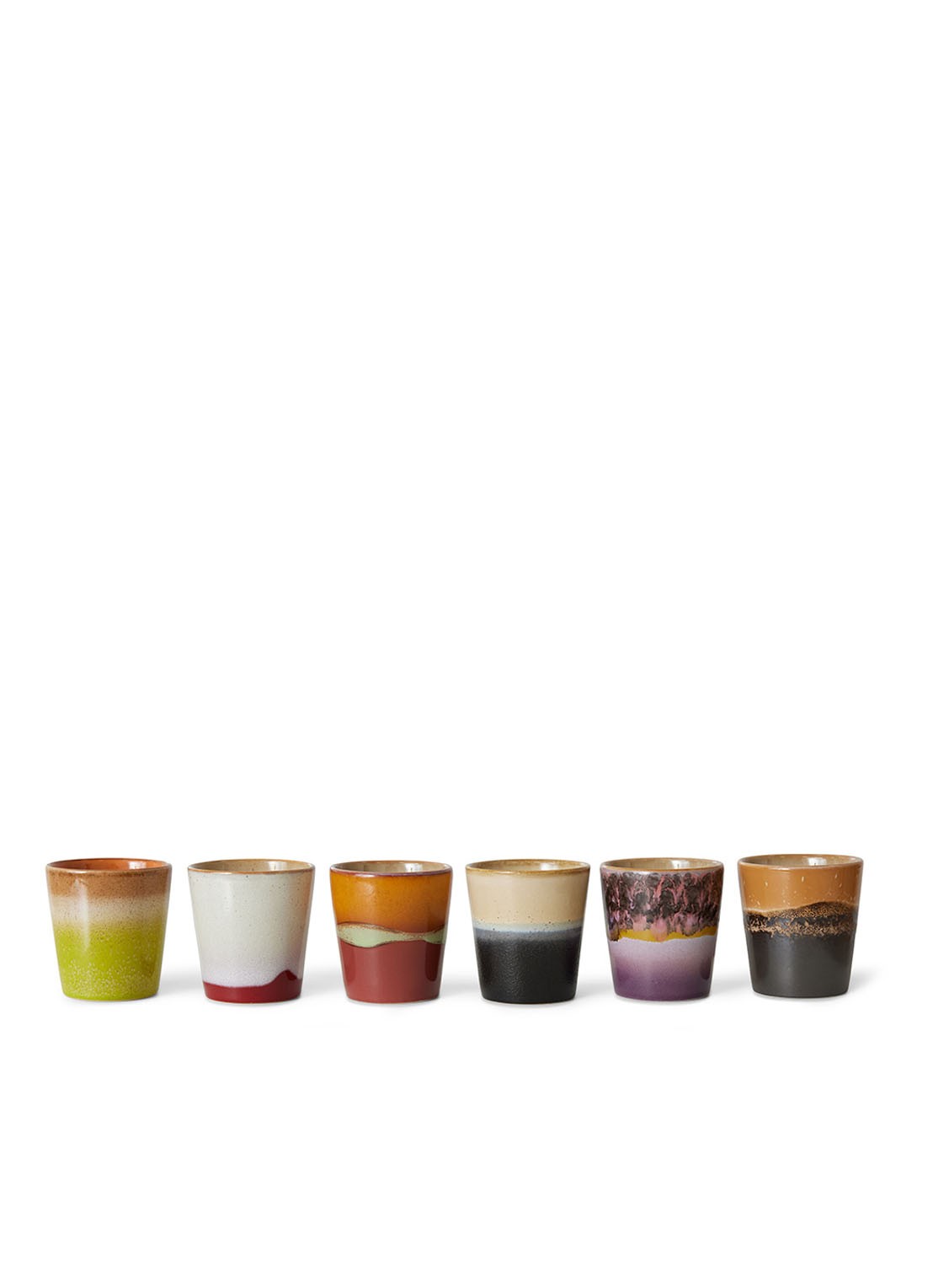 HKliving Soil koffiekopje 23 cl - set van 6 - voorkant 2 multicolor