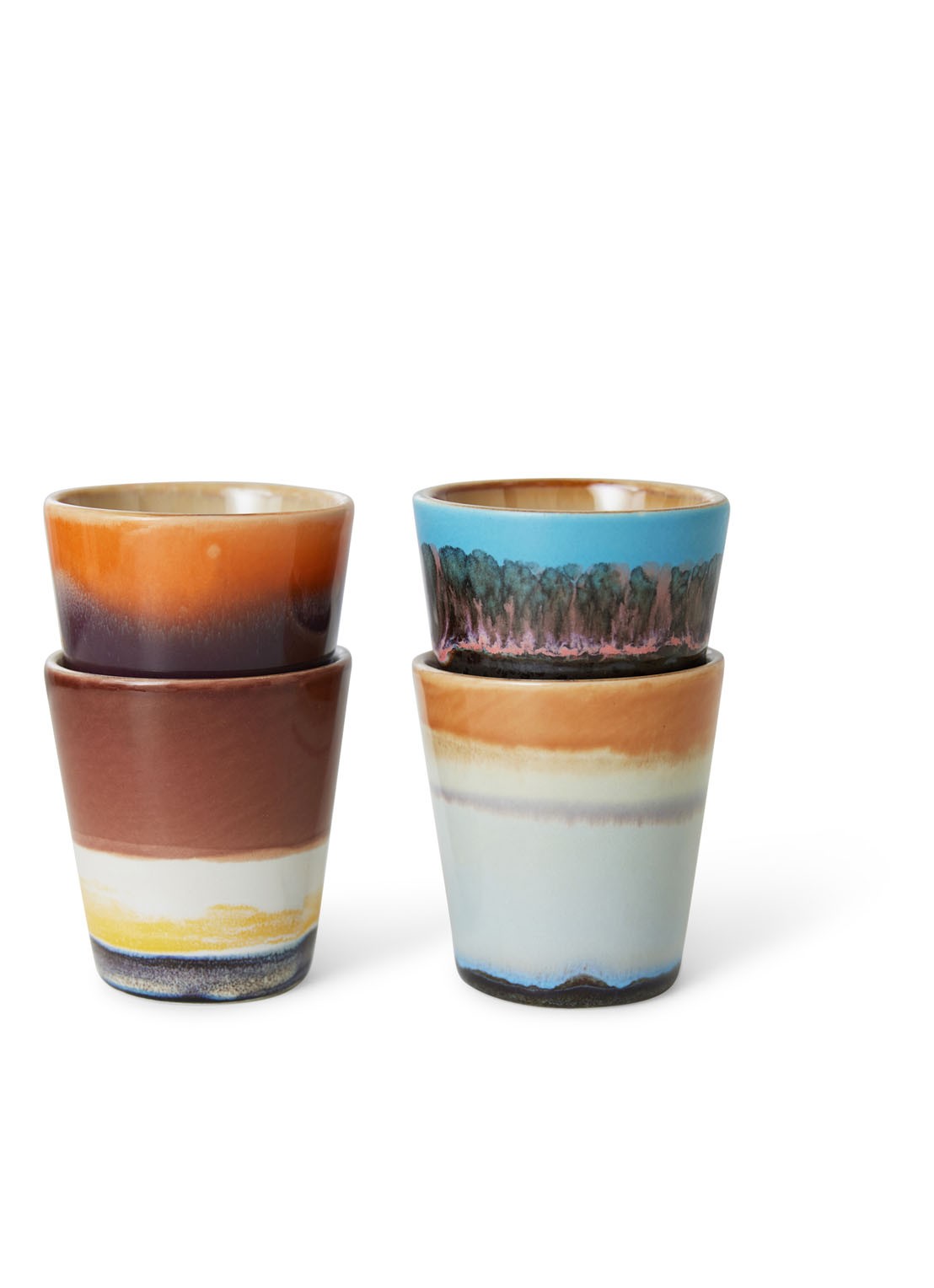 HKliving Solar espressokopje 8 cl set van 4 - voorkant 6 multicolor