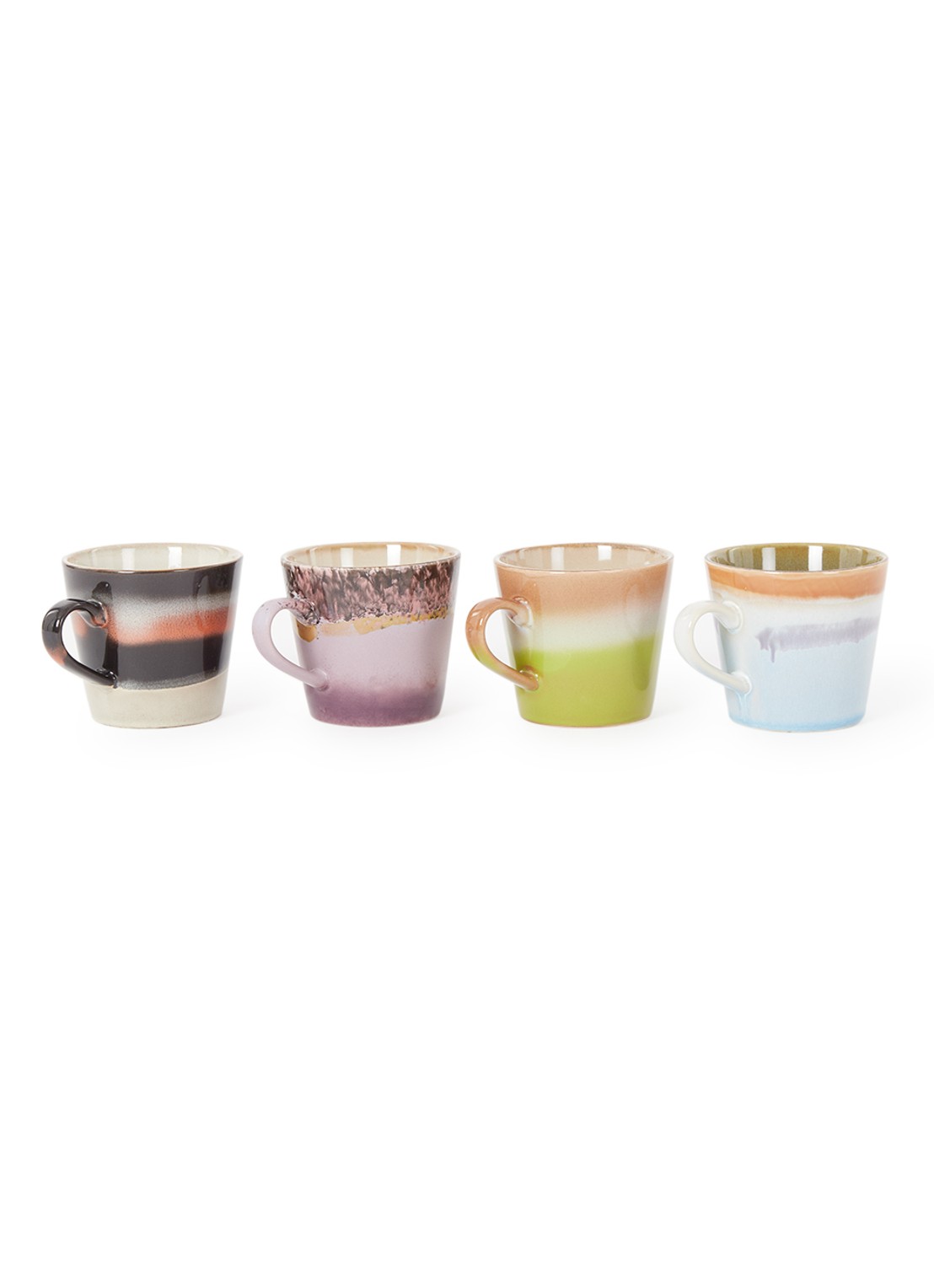 HKliving Solid cappuccinokopje 30 cl set van 4 - voorkant 2 multicolor