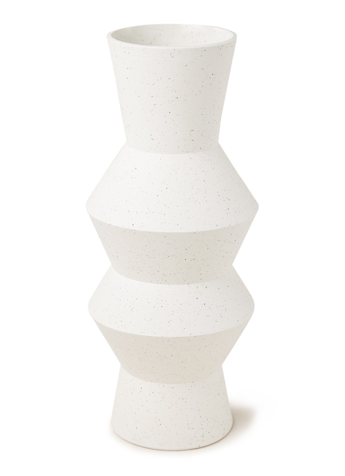 HKliving Speckled Angular vaas 41 cm - voorkant 3 gebroken wit