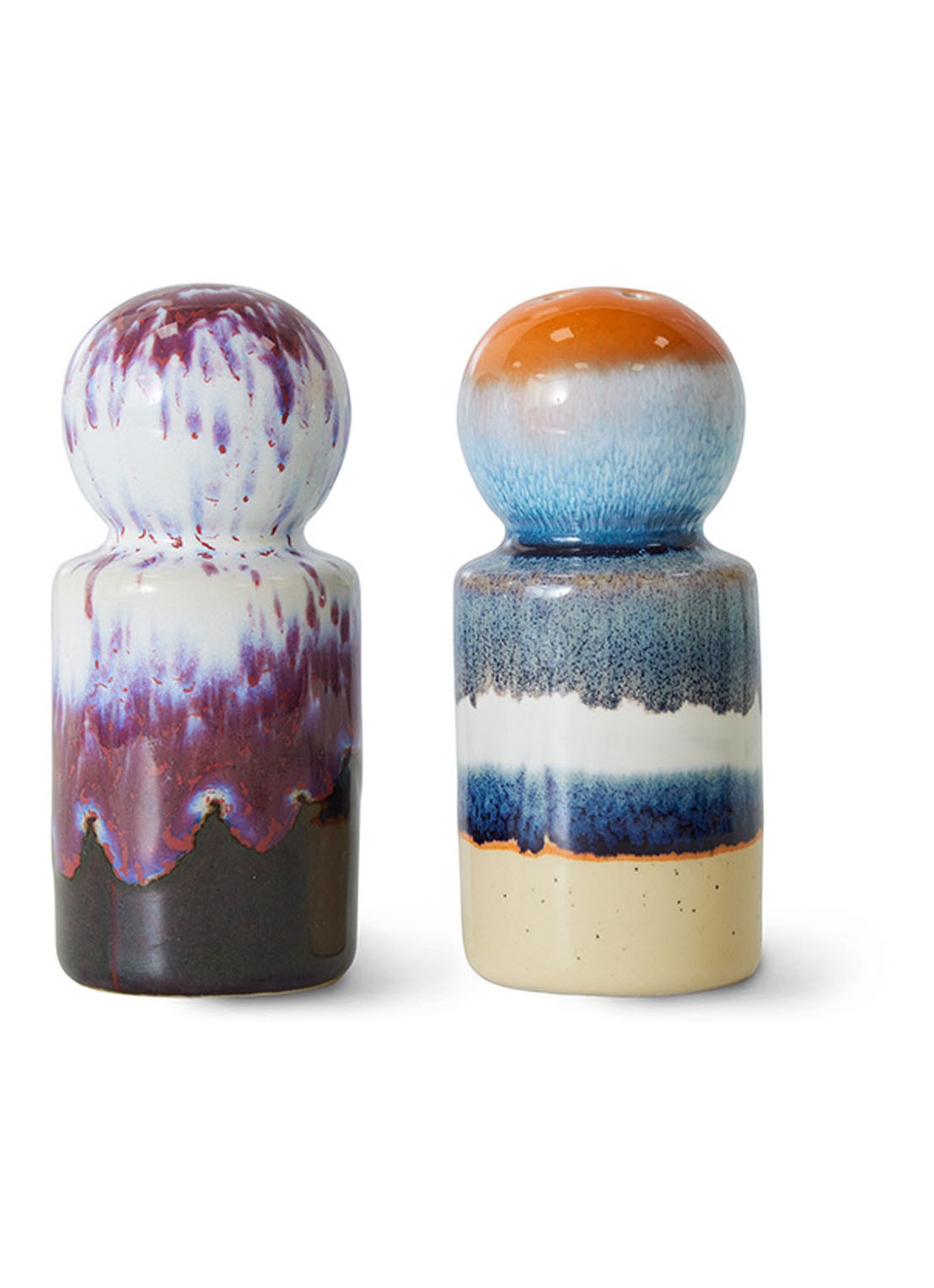 HKliving Stargaze peper- en zoutmolen 10 cm set van 2 - voorkant 2 multicolor