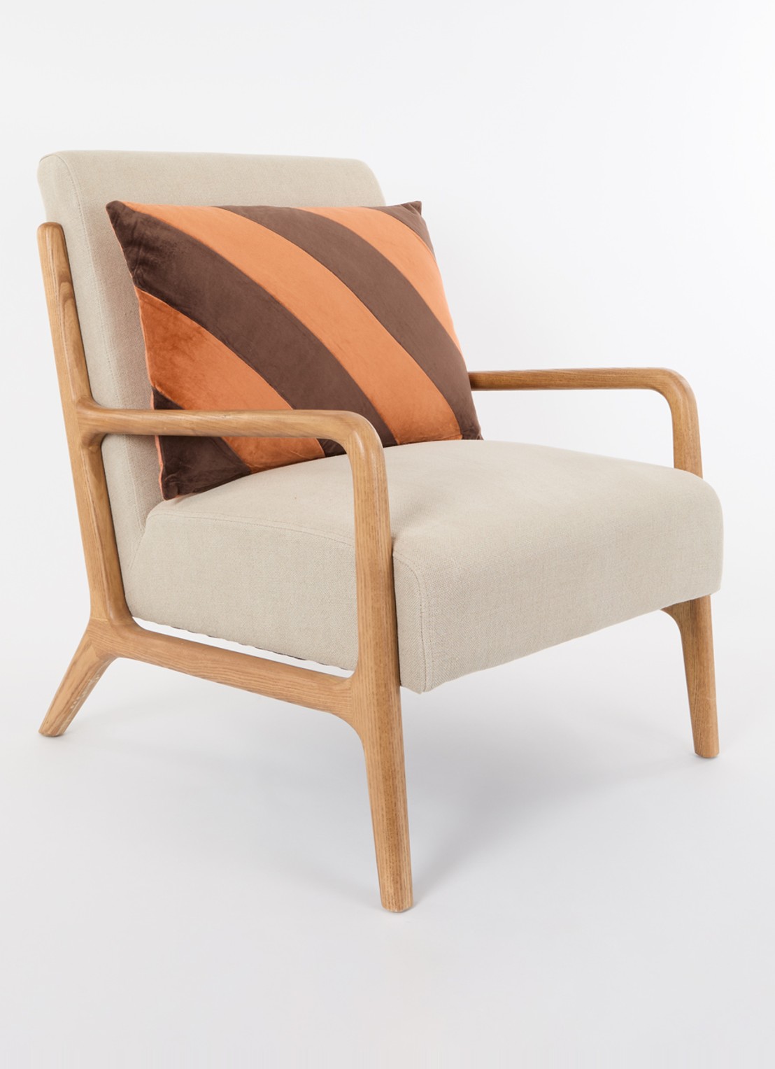 HKliving Striped Velvet sierkussen 40 x 60 cm - voorkant 2 roestbruin