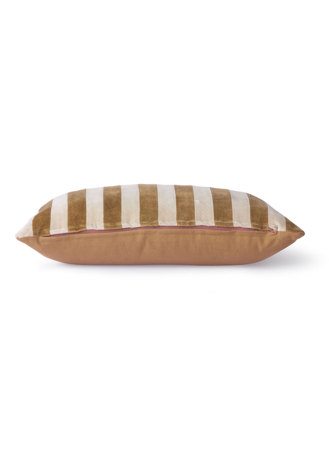 HKliving Striped Velvet sierkussen 50 x 30 cm - detail 2 bruin