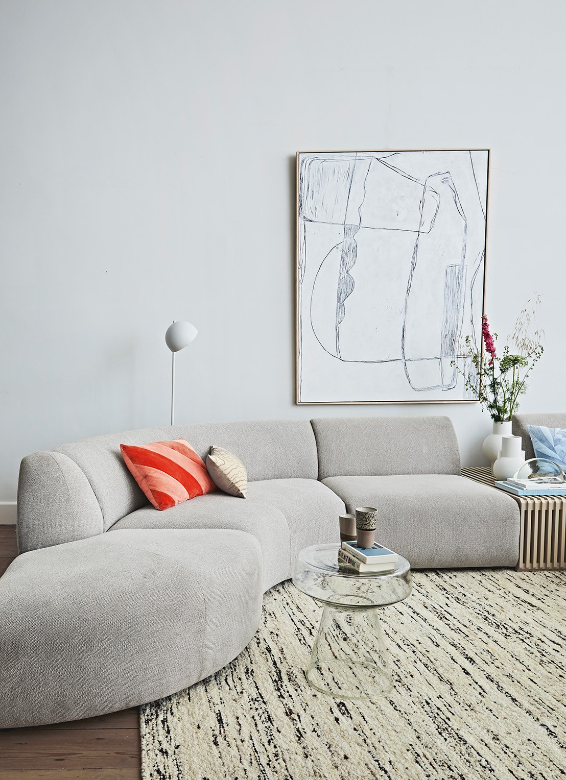 HKliving Striped Velvet sierkussen 60 x 40 cm - voorkant 2 oudroze