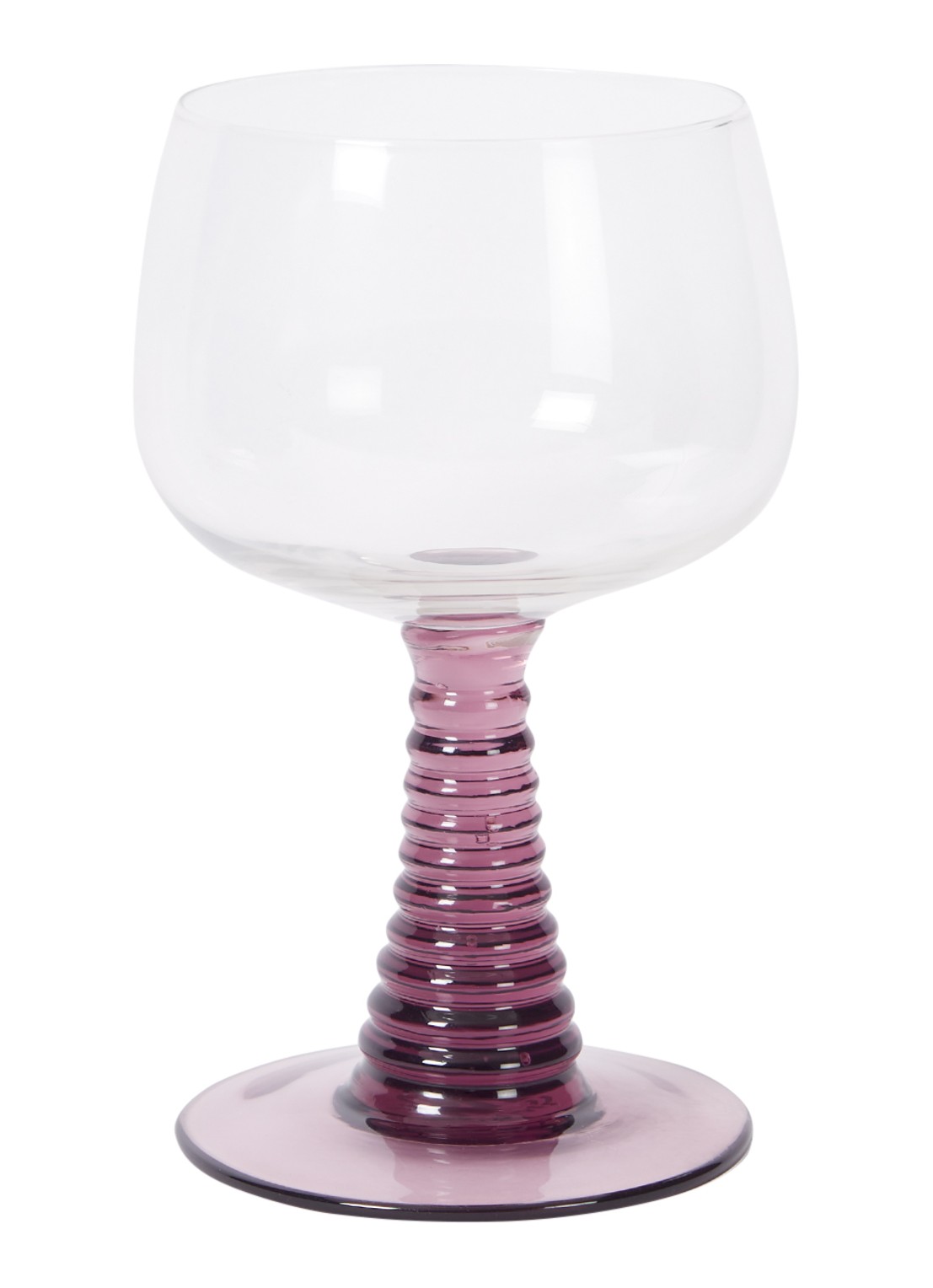 HKliving Swirl hoog wijnglas 27,5 cl - voorkant paars