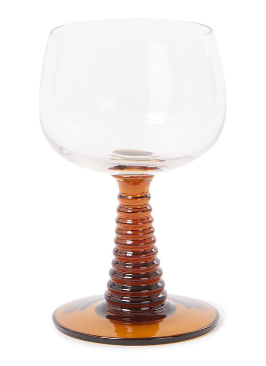HKliving Swirl hoog wijnglas 35 cl - voorkant okergeel