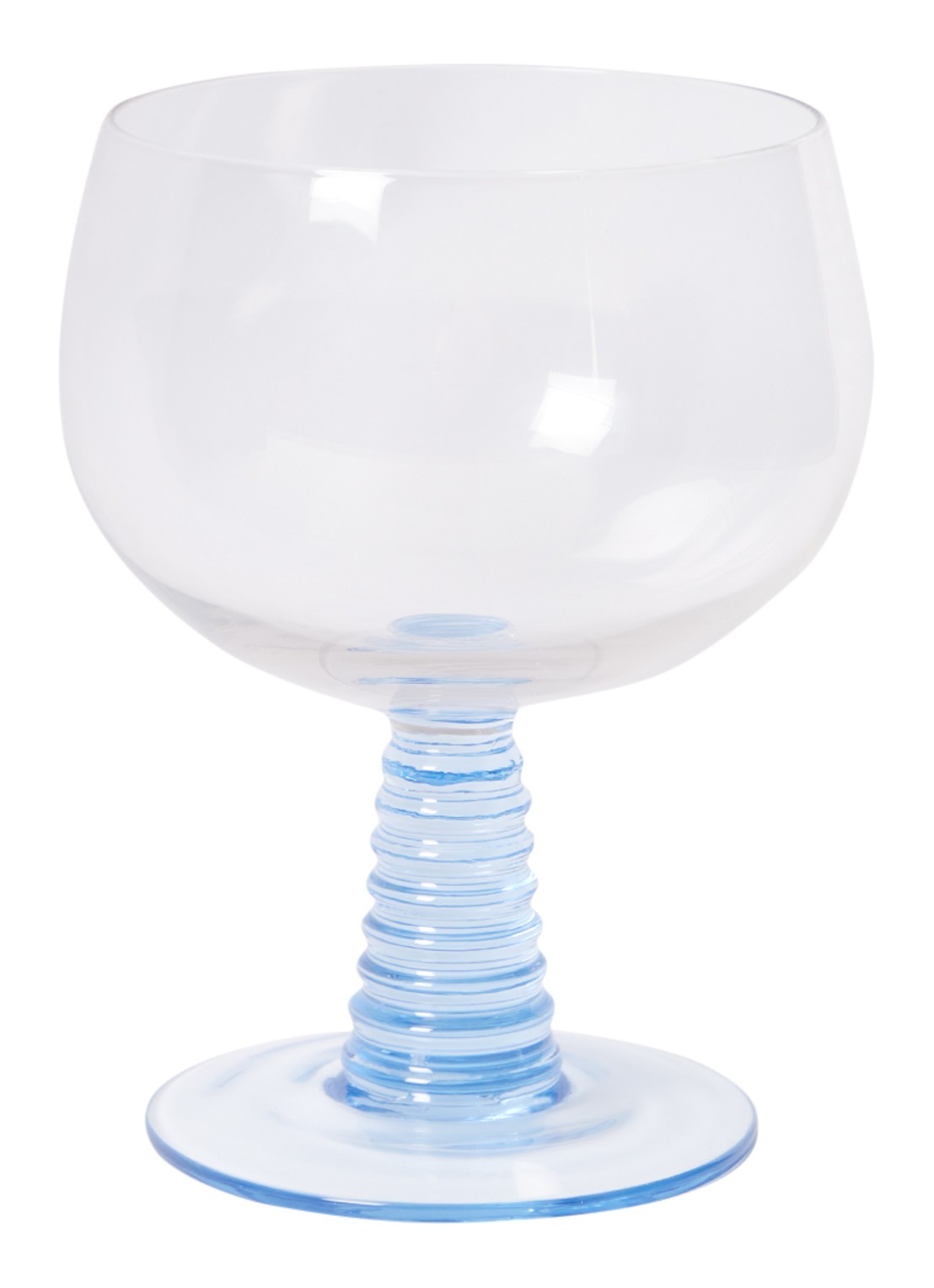 HKliving Swirl laag wijnglas 35 cl - voorkant 4 blauw