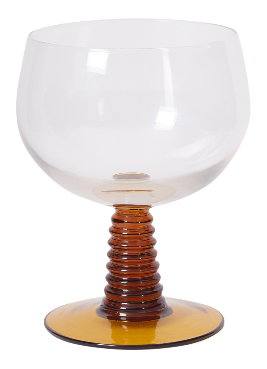 HKliving Swirl laag wijnglas 35 cl - voorkant okergeel