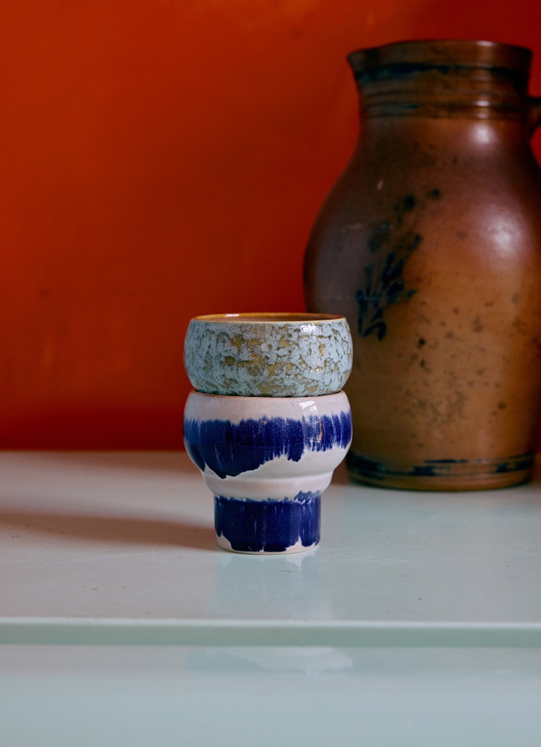 HKliving Symbolist lungo mok set van 2 - voorkant 3 donkerblauw