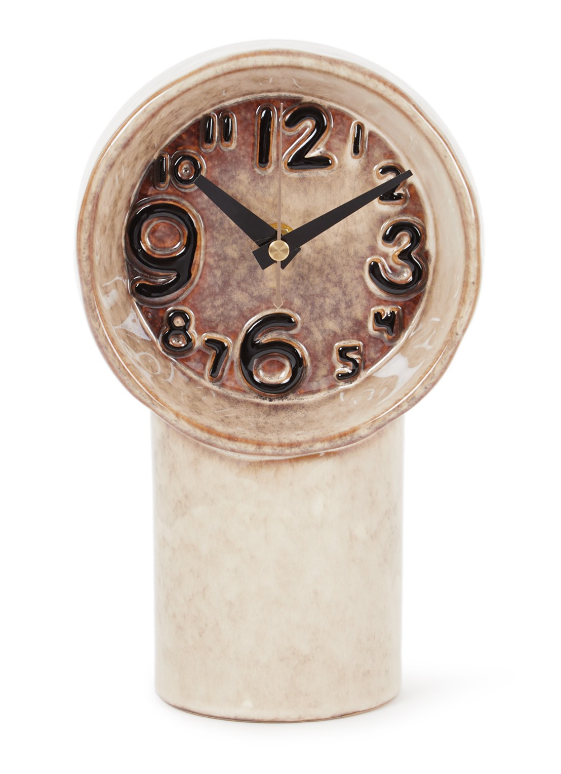 HKliving Tafelklok van keramiek - voorkant beige