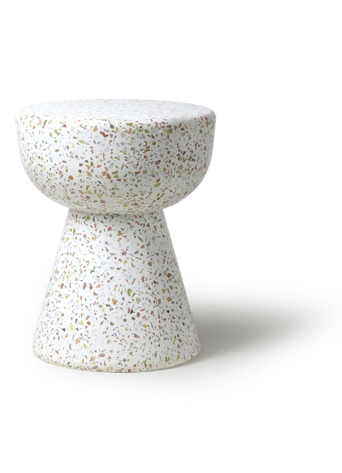 HKliving Terrazzo bijzettafel 35 cm - voorkant wit