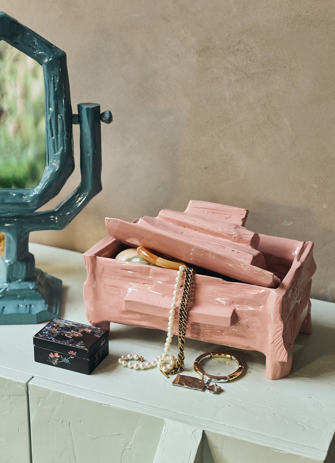 HKliving Teun Zwets opbergdoos 30 x 19 cm - detail 2 roze