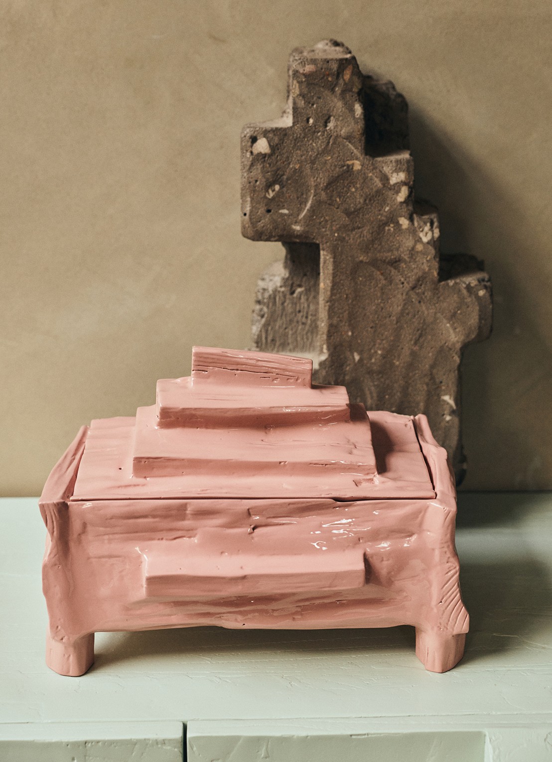 HKliving Teun Zwets opbergdoos 30 x 19 cm - detail 3 roze