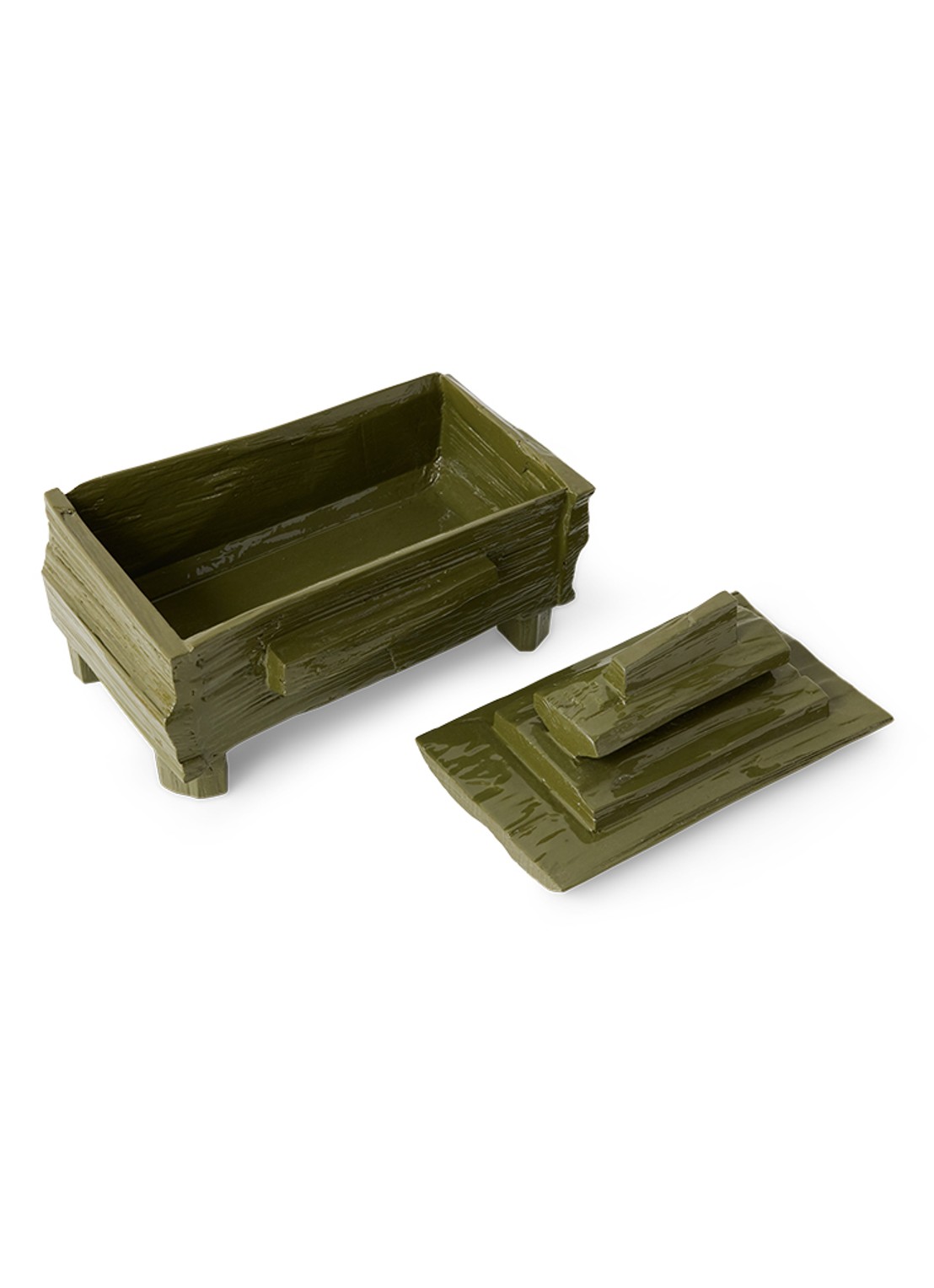 HKliving Teun Zwets opbergdoos 30 x 19 cm - achterkant mosgroen