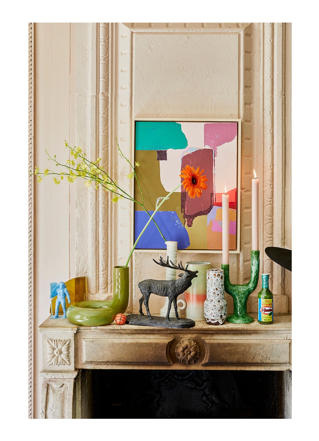 HKliving The Emeralds L kandelaar 27,5 cm - voorkant 2 groen
