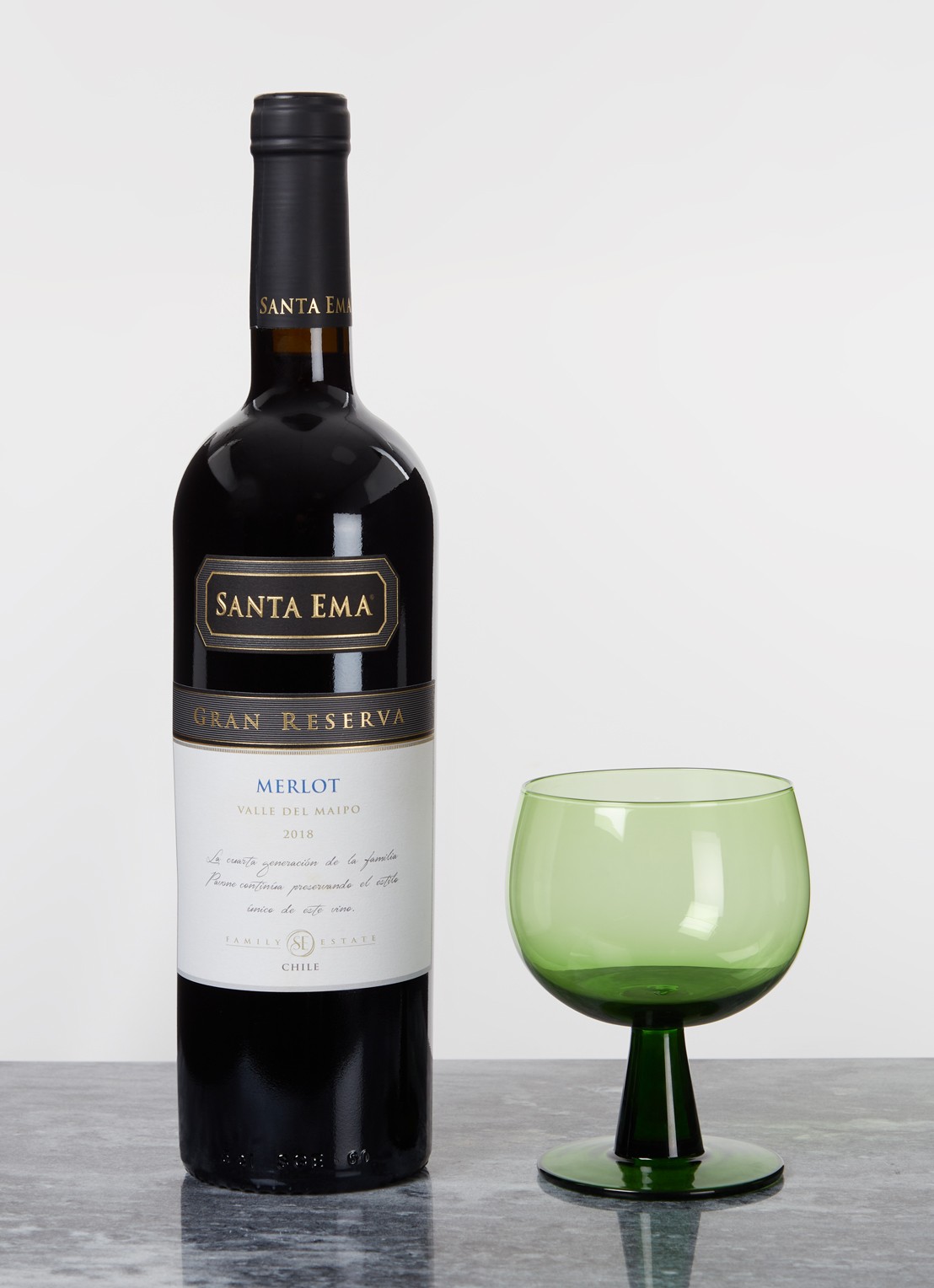 HKliving The Emeralds laag wijnglas set van 4 - voorkant 4 groen