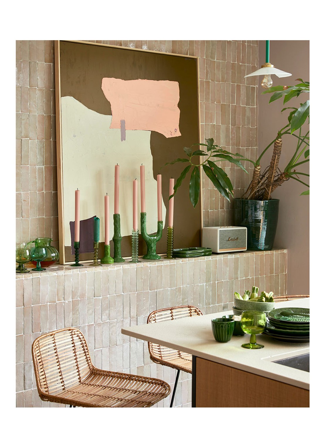 HKliving The Emeralds M kandelaar 13 cm - voorkant 2 groen