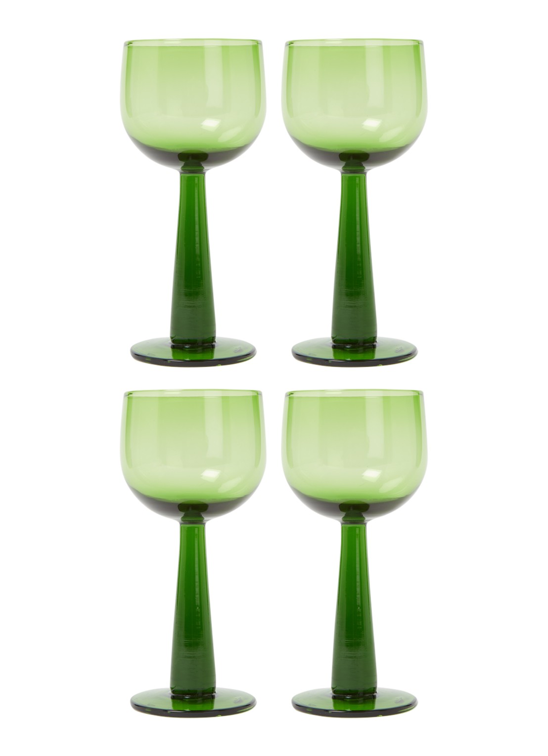 HKliving The Emeralds tall wijnglas set van 4 - voorkant 4 groen