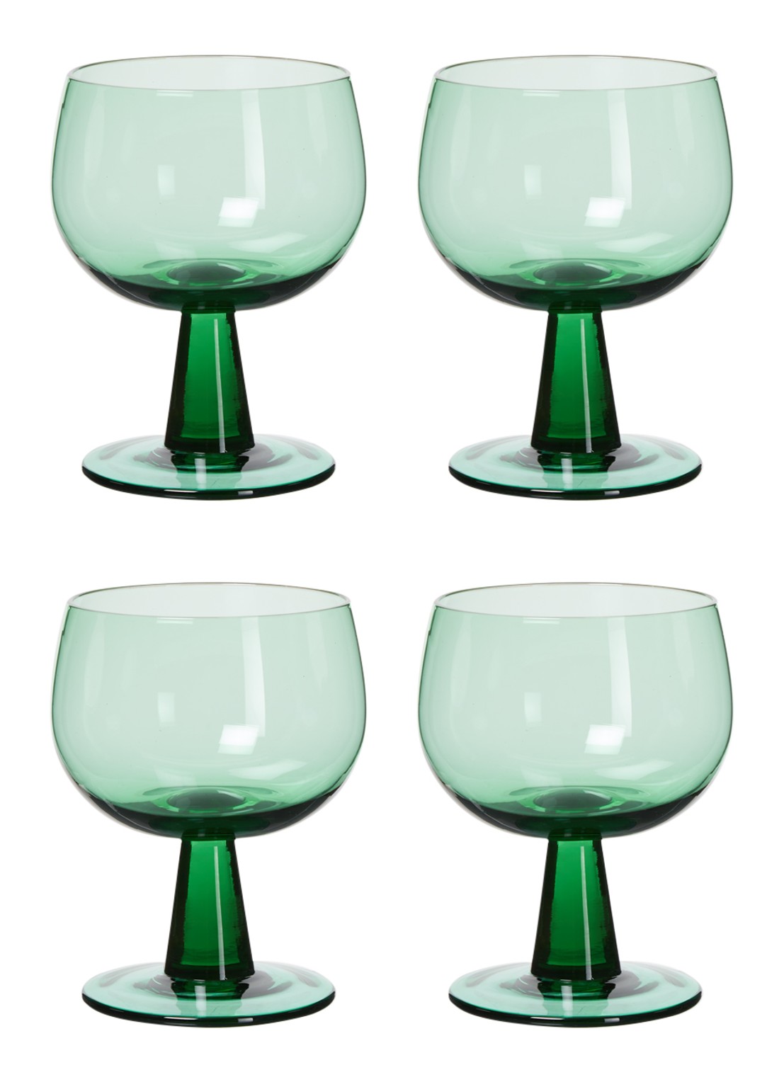 HKliving The Emerlads laag wijnglas set van 4 - voorkant 5 groen