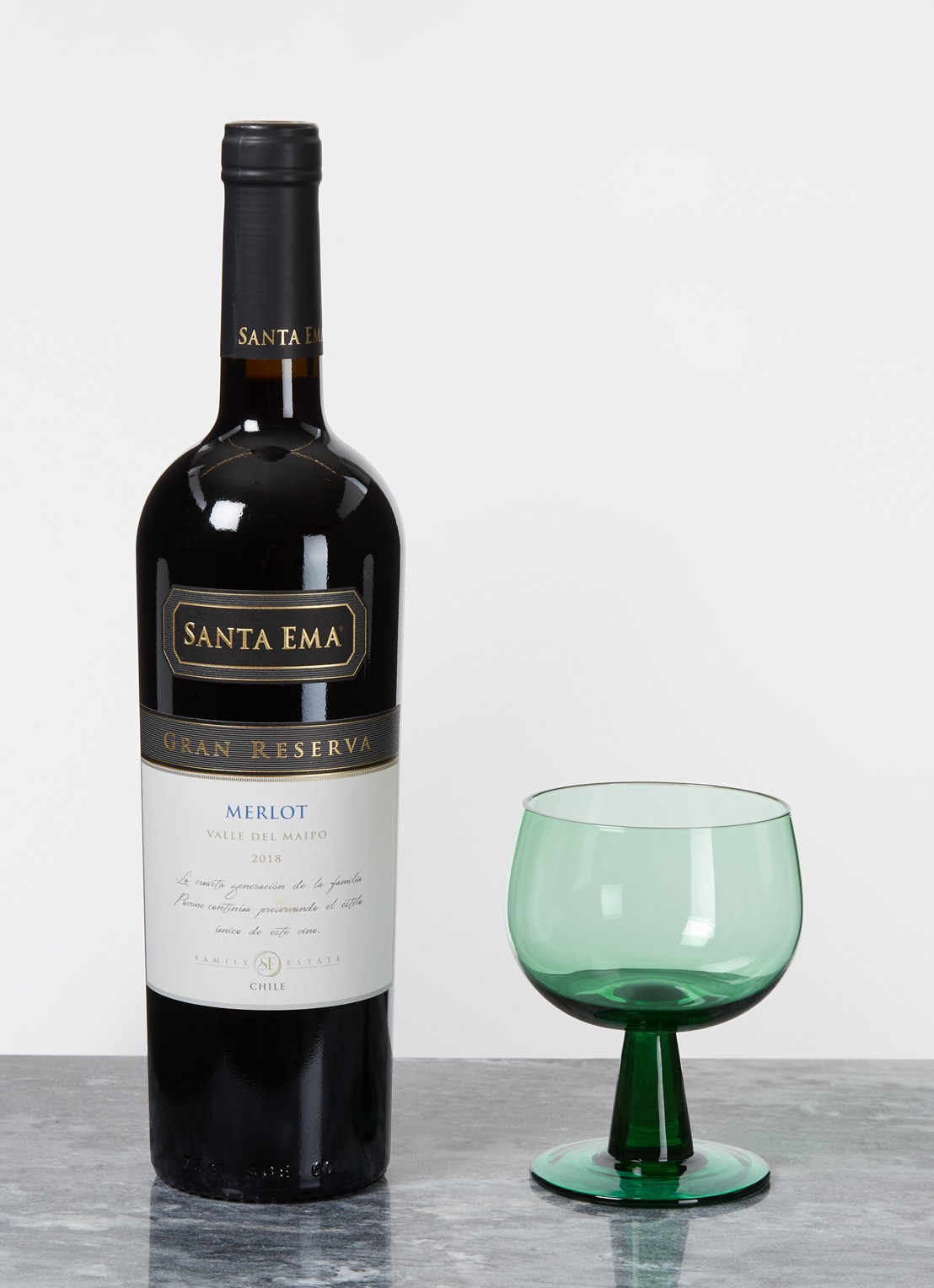 HKliving The Emerlads laag wijnglas set van 4 - voorkant 6 groen