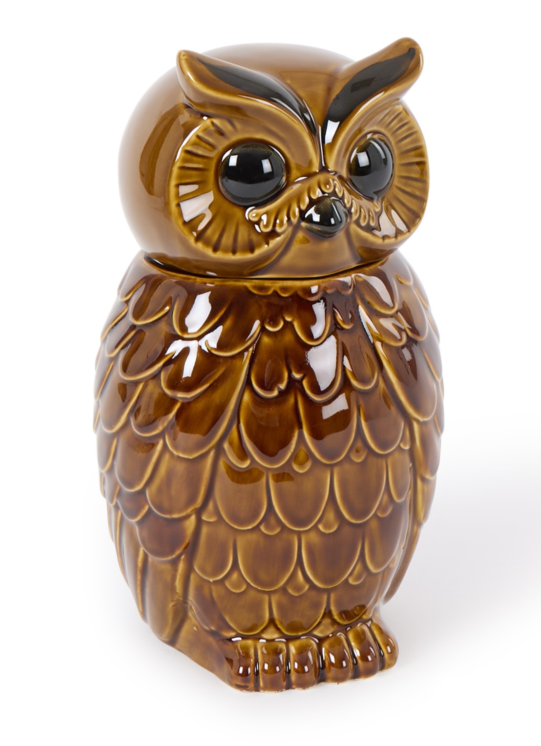 HKliving Uil voorraadpot 28 cm - voorkant bruin