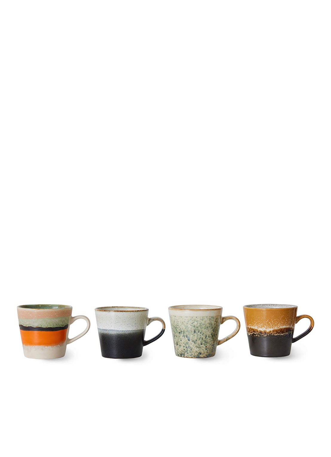 HKliving Verve cappuccinokopje 30 cl set van 4 - voorkant 4 multicolor