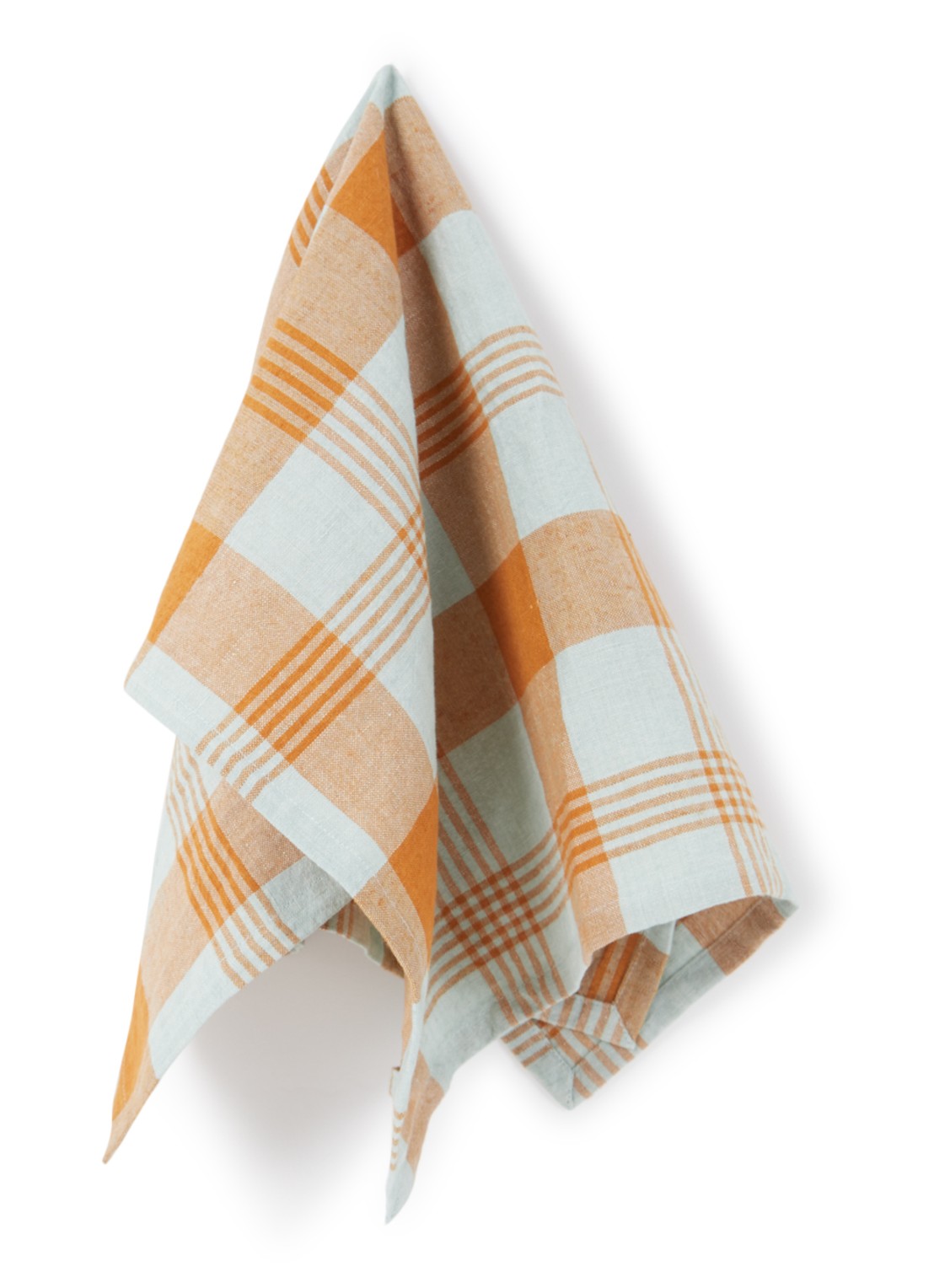 HKliving Vida theedoek in linnenblend 50 x 70 cm - voorkant oranjebruin