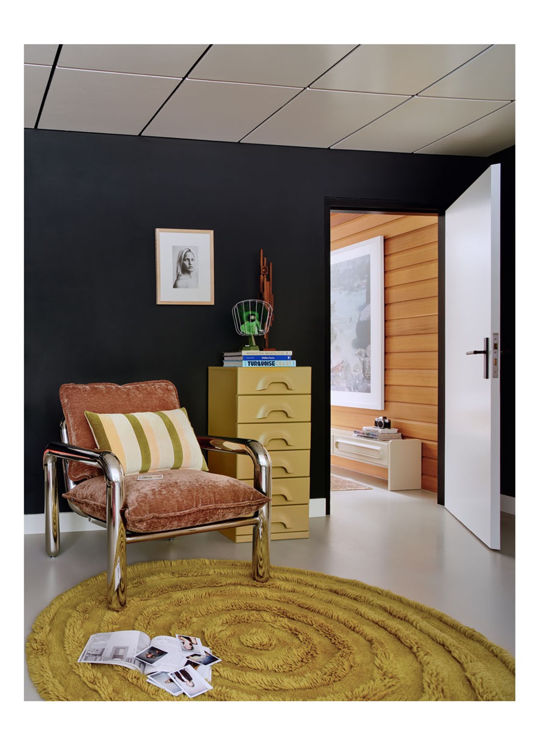 HKliving Vloerkleed  ø150 cm - voorkant 6 olijfgroen