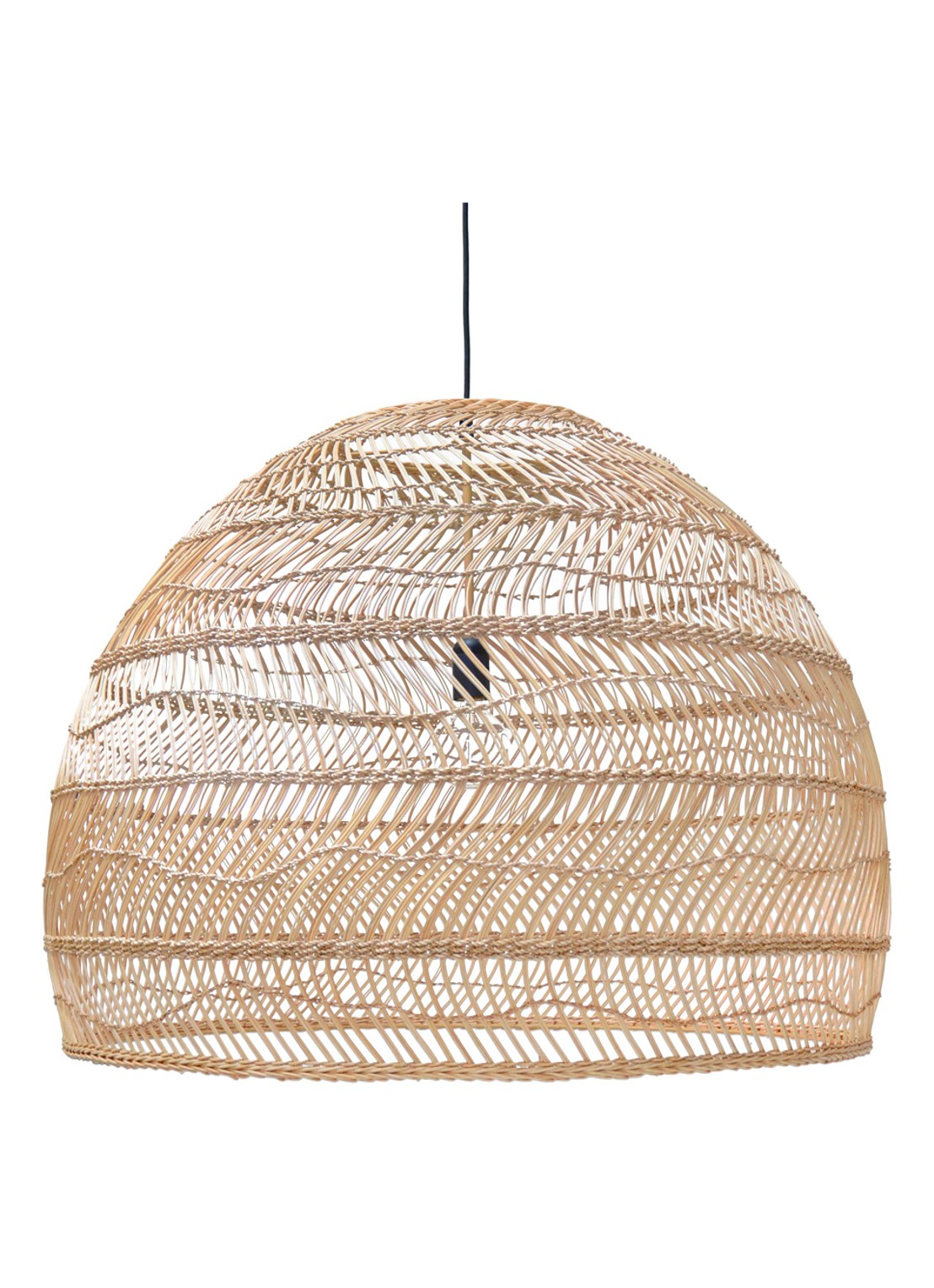 HKliving Wicker hanglamp large 60 x Ø80 cm - voorkant bruin