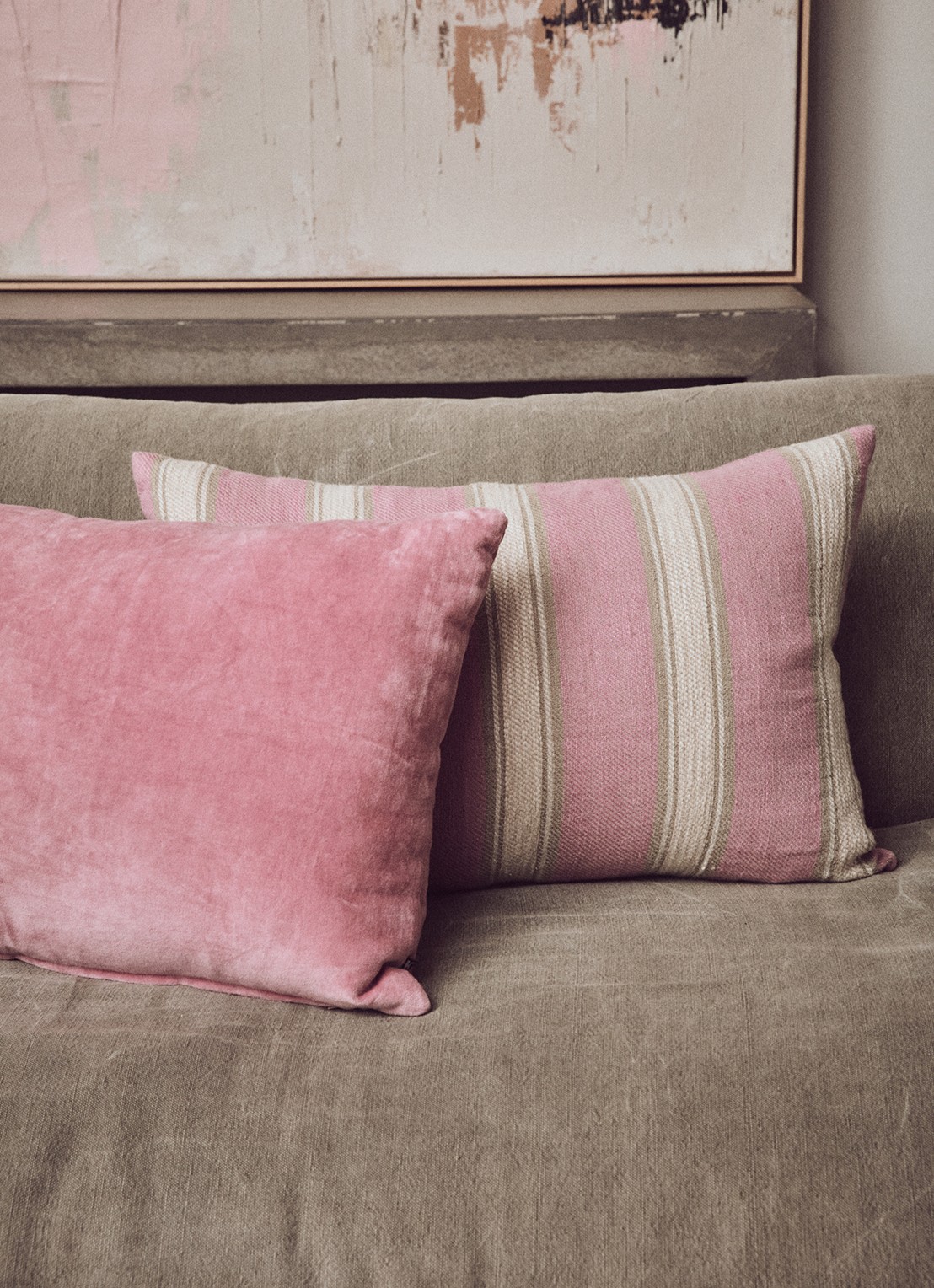 HKliving Woven Sierkussen 40 x 60 cm - voorkant 2 roze