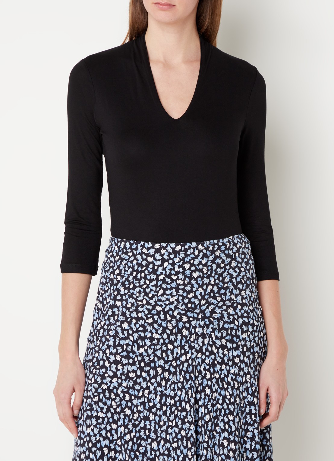 Hobbs Aimee top met V-hals en driekwart mouw - detail 3 zwart