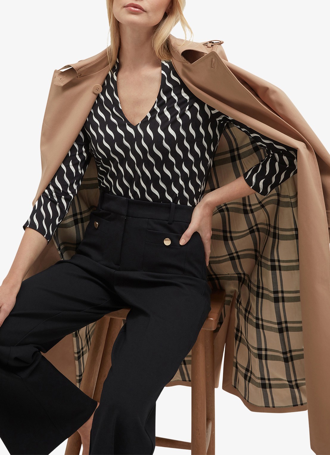 Hobbs Aimee tuniek met print - voorkant 2 donkerblauw