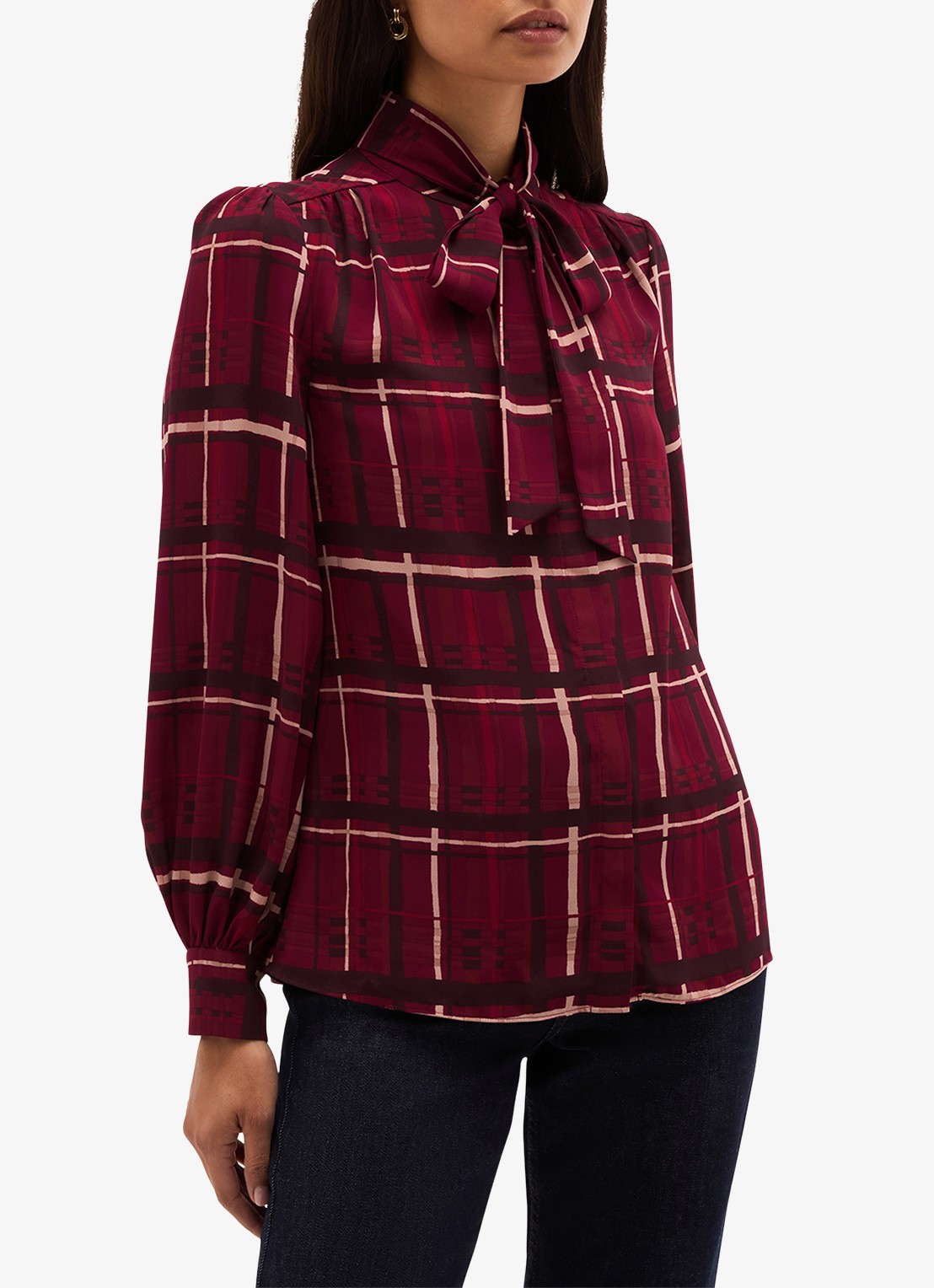 Hobbs Aisha blouse met strikdetail - voorkant 7 rood