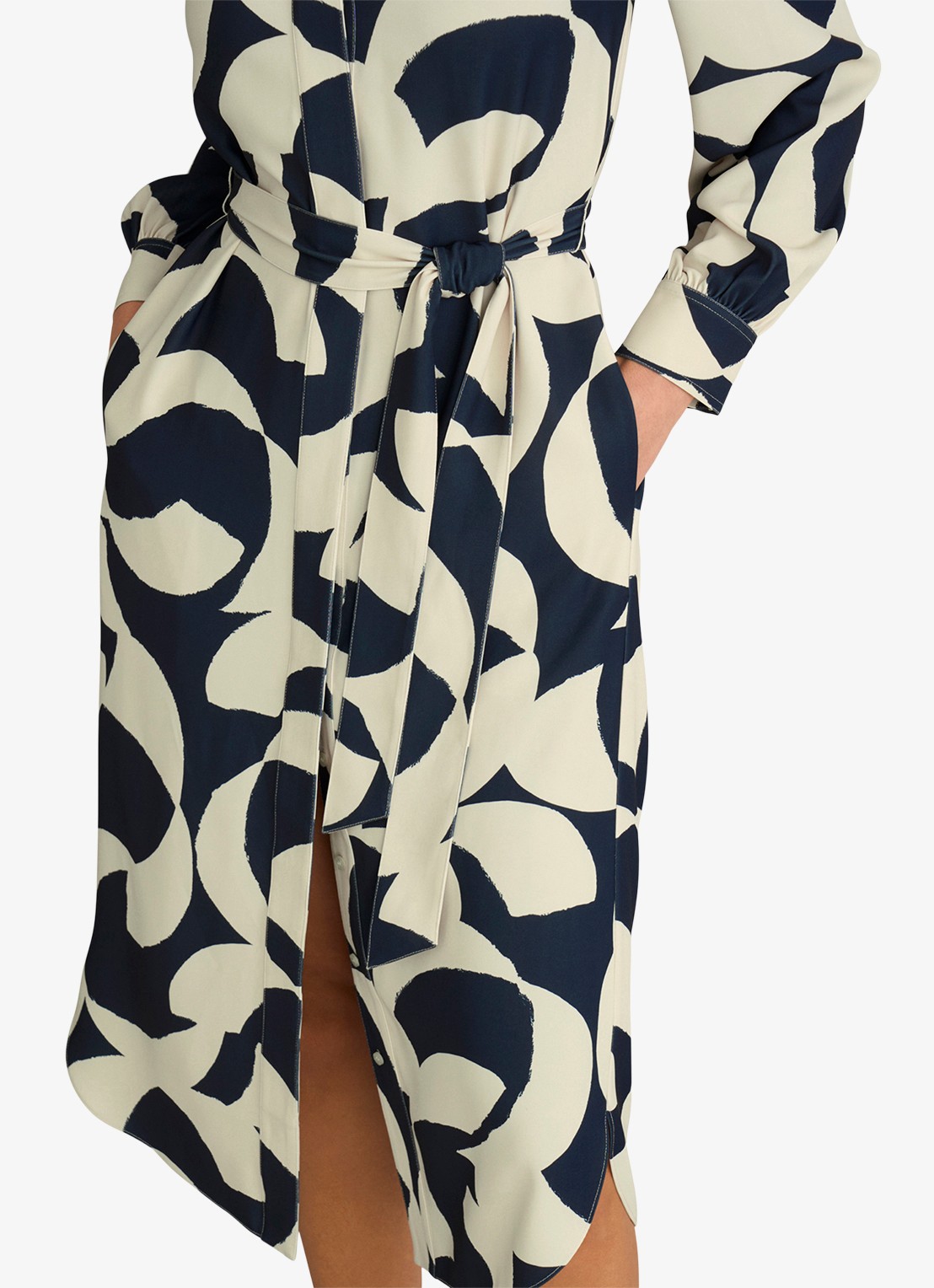 Hobbs Alisa blousejurk met strikceintuur - detail 5 blauw
