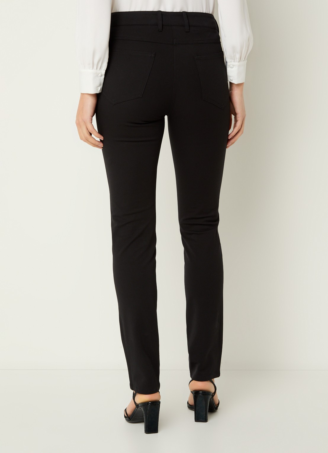 Hobbs Amanda high waist skinny jeans met gekleurde wassing - achterkant 2 zwart