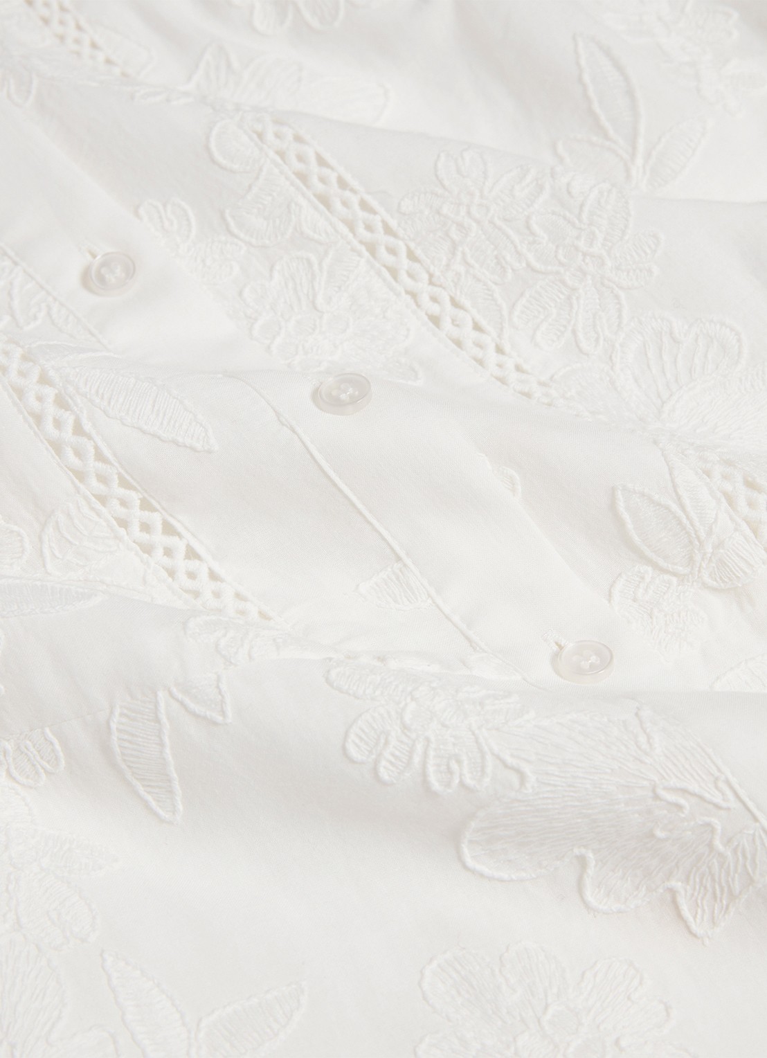 Hobbs Amani midi jurk met borduring en strikceintuur - detail 5 wit