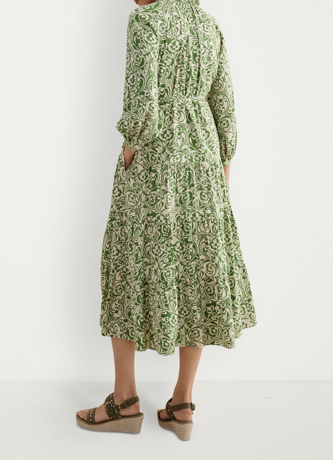 Hobbs Amaris midi tuniekjurk met bloemenprint - achterkant 3 groen