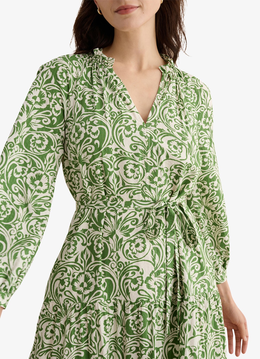 Hobbs Amaris midi tuniekjurk met bloemenprint - detail 5 groen