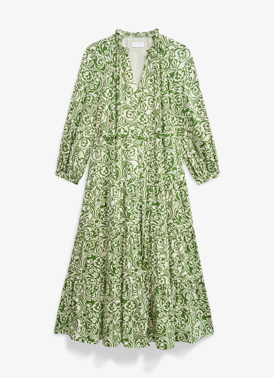 Hobbs Amaris midi tuniekjurk met bloemenprint - voorkant groen