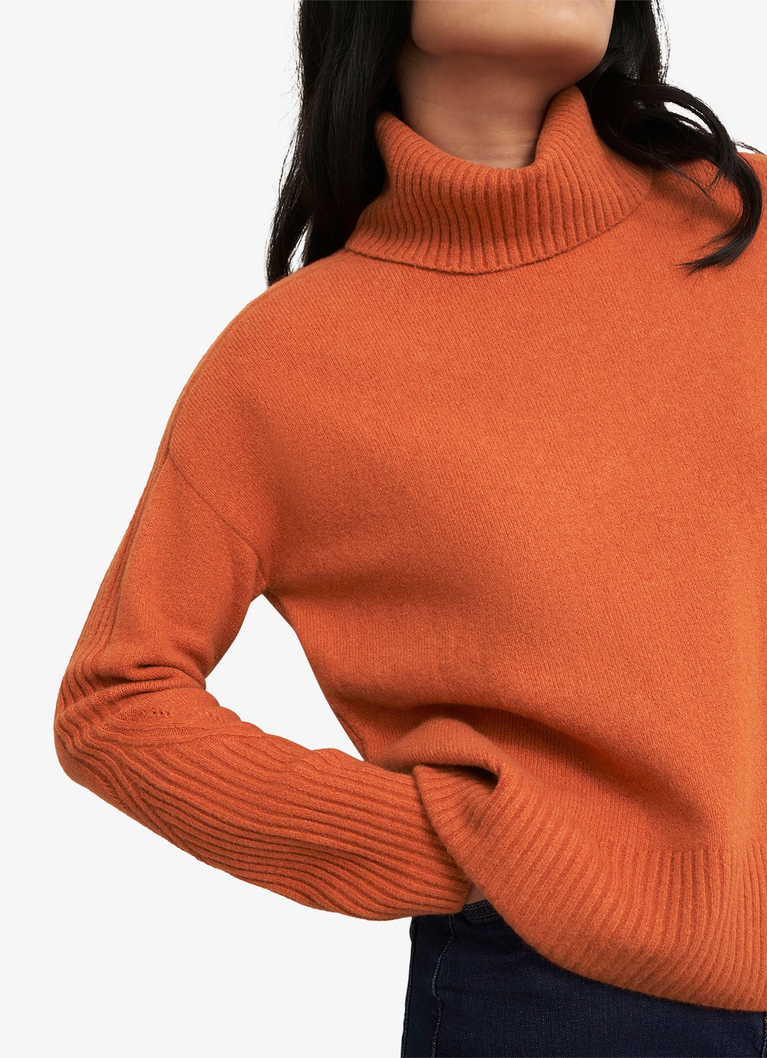 Hobbs Amber fijngebreide trui met col - detail 4 orange