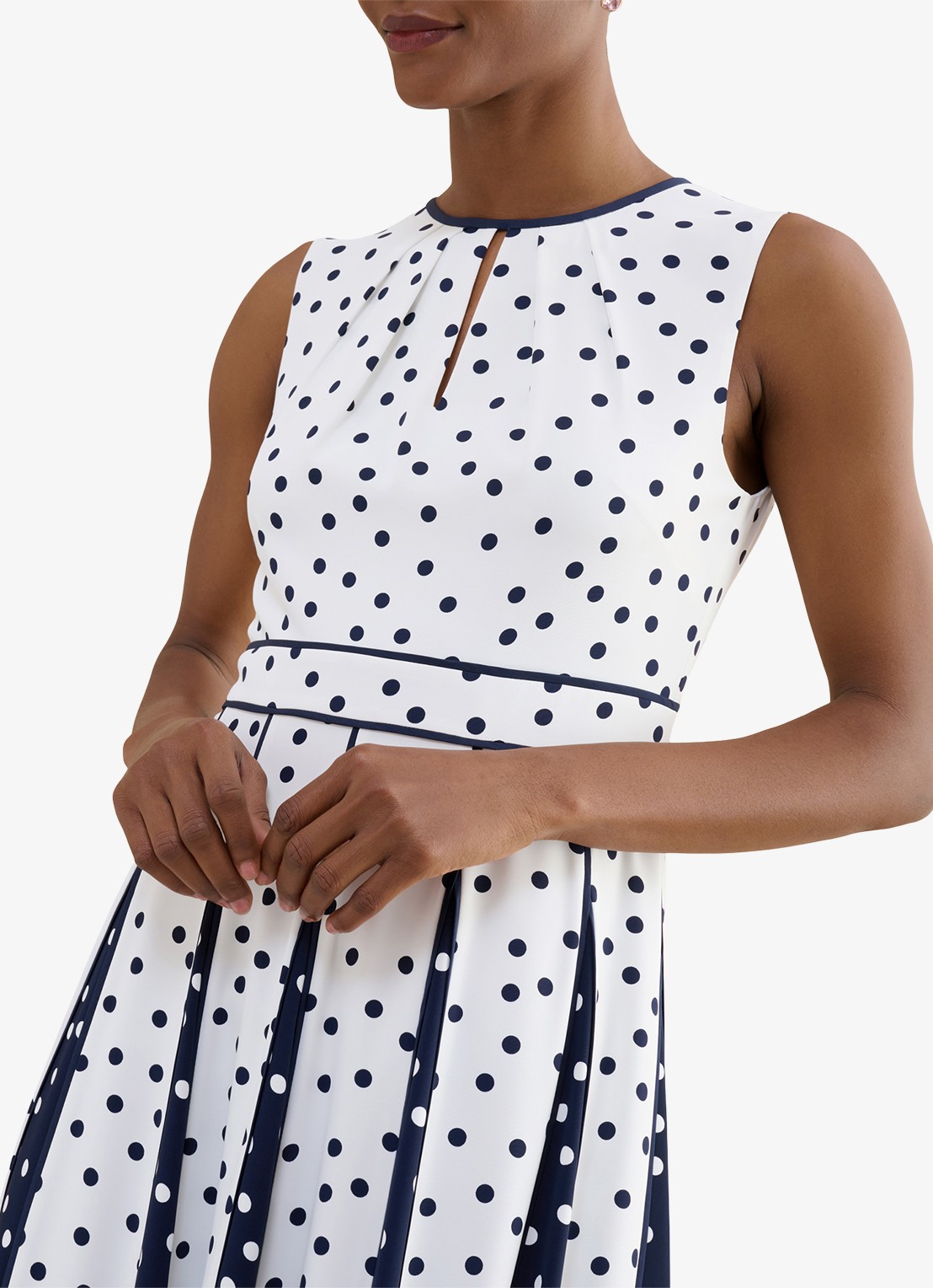 Hobbs Angelica midi jurk met plooien - detail 4 ivoor