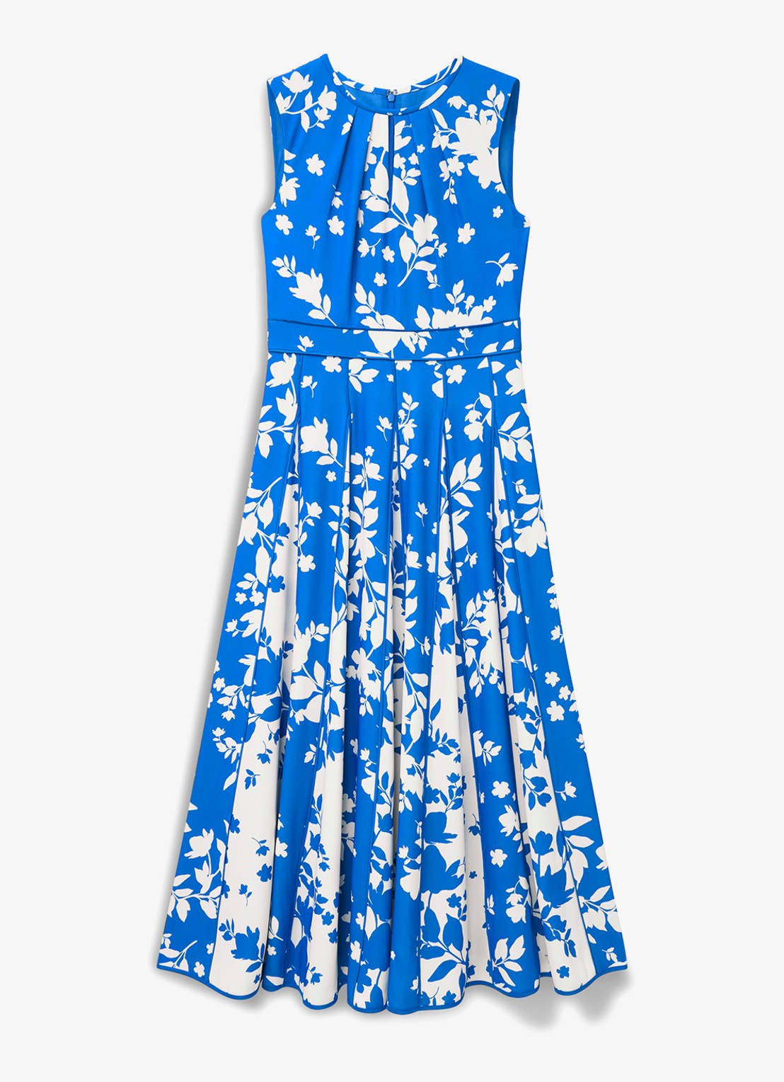 Hobbs Angelica midi jurk met plooien - voorkant 2 blauw