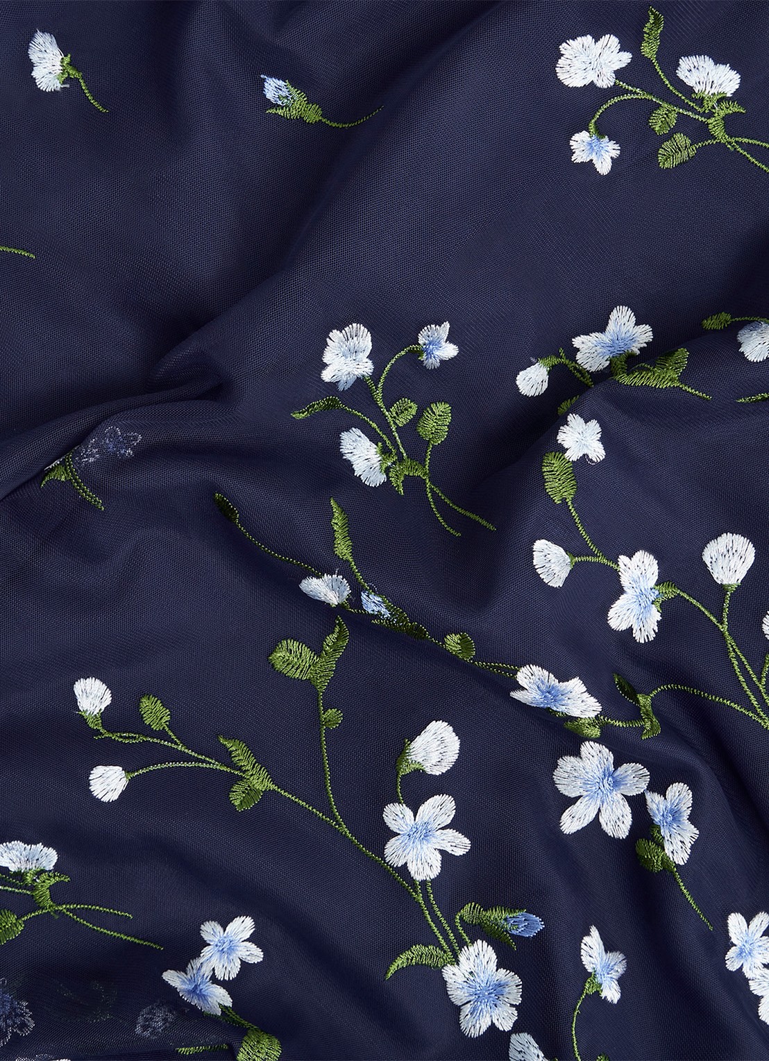 Hobbs Aria midi jurk met bloemenprint - detail 7 donkerblauw